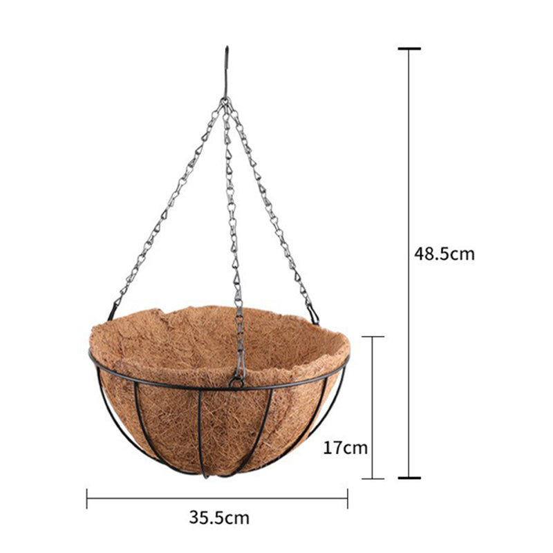 001-YZ01 14-inch Metal Chain Hanging Planter Basket Coir Liner Flower Pot (Round Shape) 001-YZ01 14-inch Metal Chain Hanging Planter Basket Coir Liner Flower Pot (Round Shape)